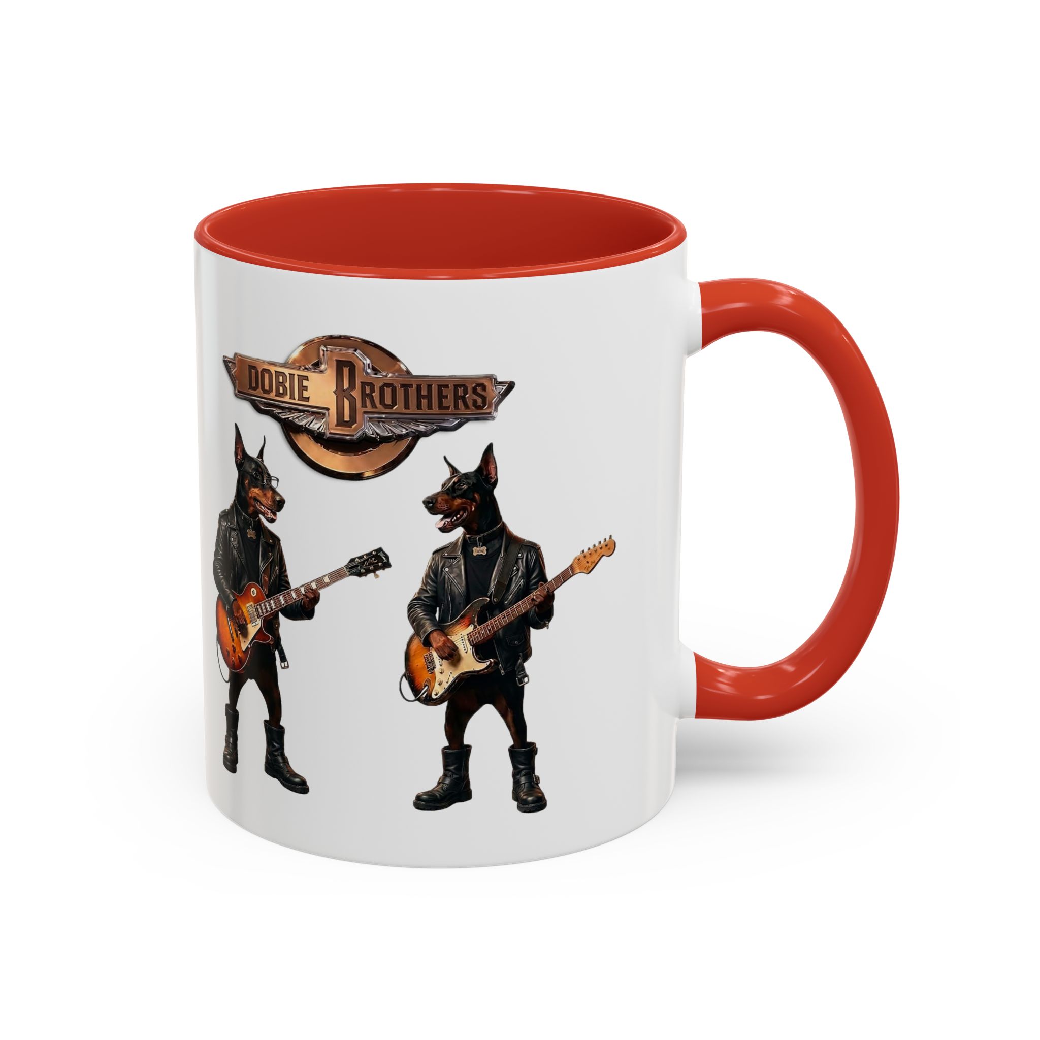 Dobie Rock Dogs Acccent Mug — Dobermann Pinscher Coffee Cup for Music and Dog Lovers - (Red) - Image 15