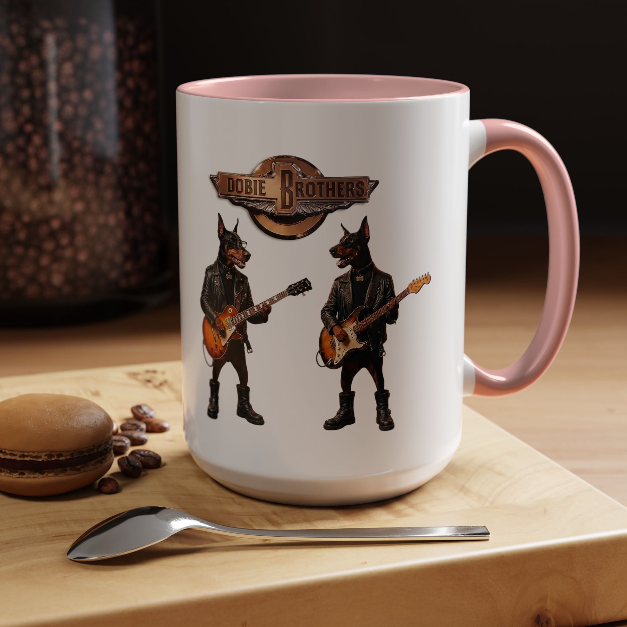 Dobie Rock Dogs Acccent Mug — Dobermann Pinscher Coffee Cup for Music and Dog Lovers - (Red) - Image 24
