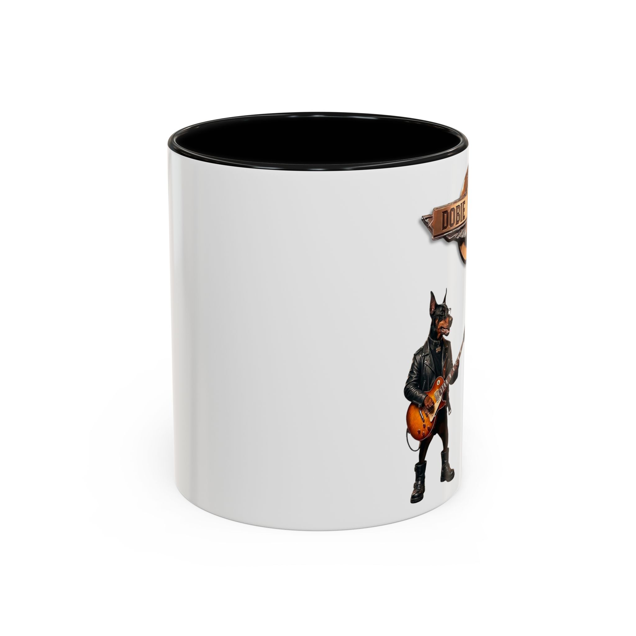 Dobie Brothers Doberman Rock Dogs Black Accent Coffee Mug — (11/15oz) - Image 3