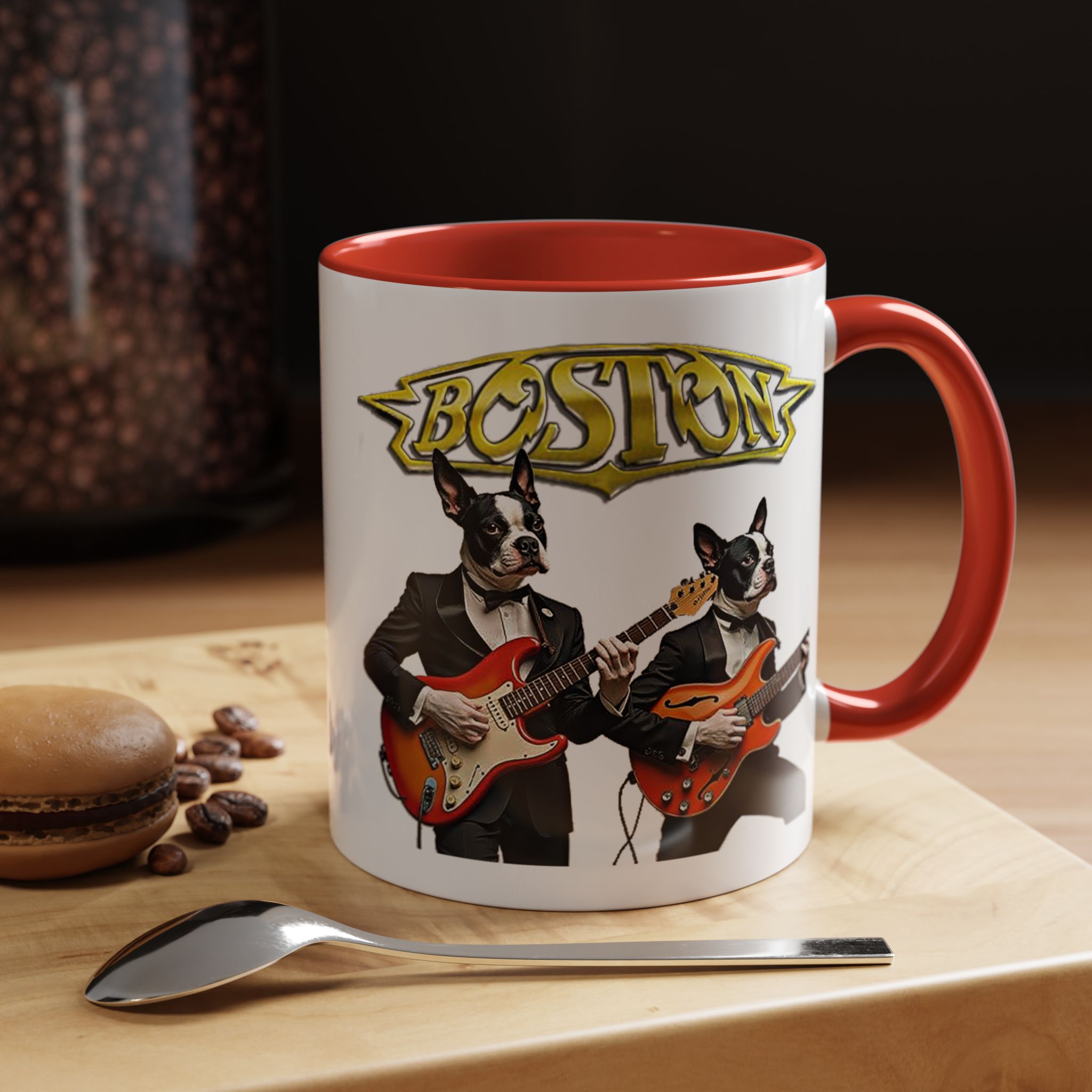 Boston Band Dogs Accent Coffee Mug – Rock Music Gift - (White)