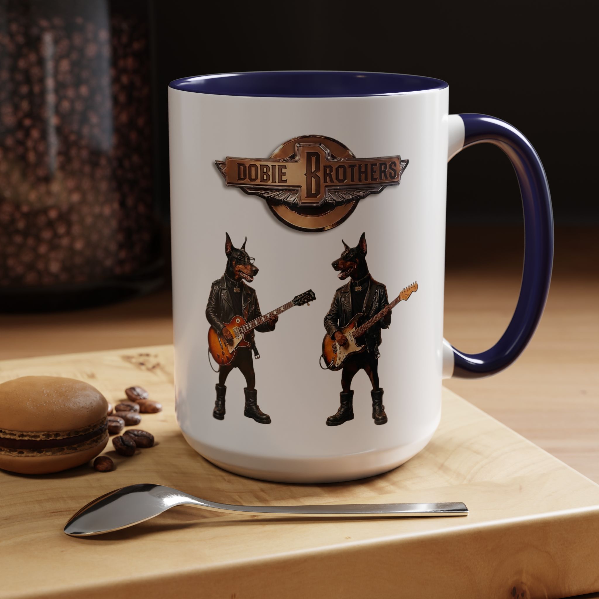Dobie Brothers Doberman Rock Dogs Black Accent Coffee Mug — (11/15oz) - Image 30