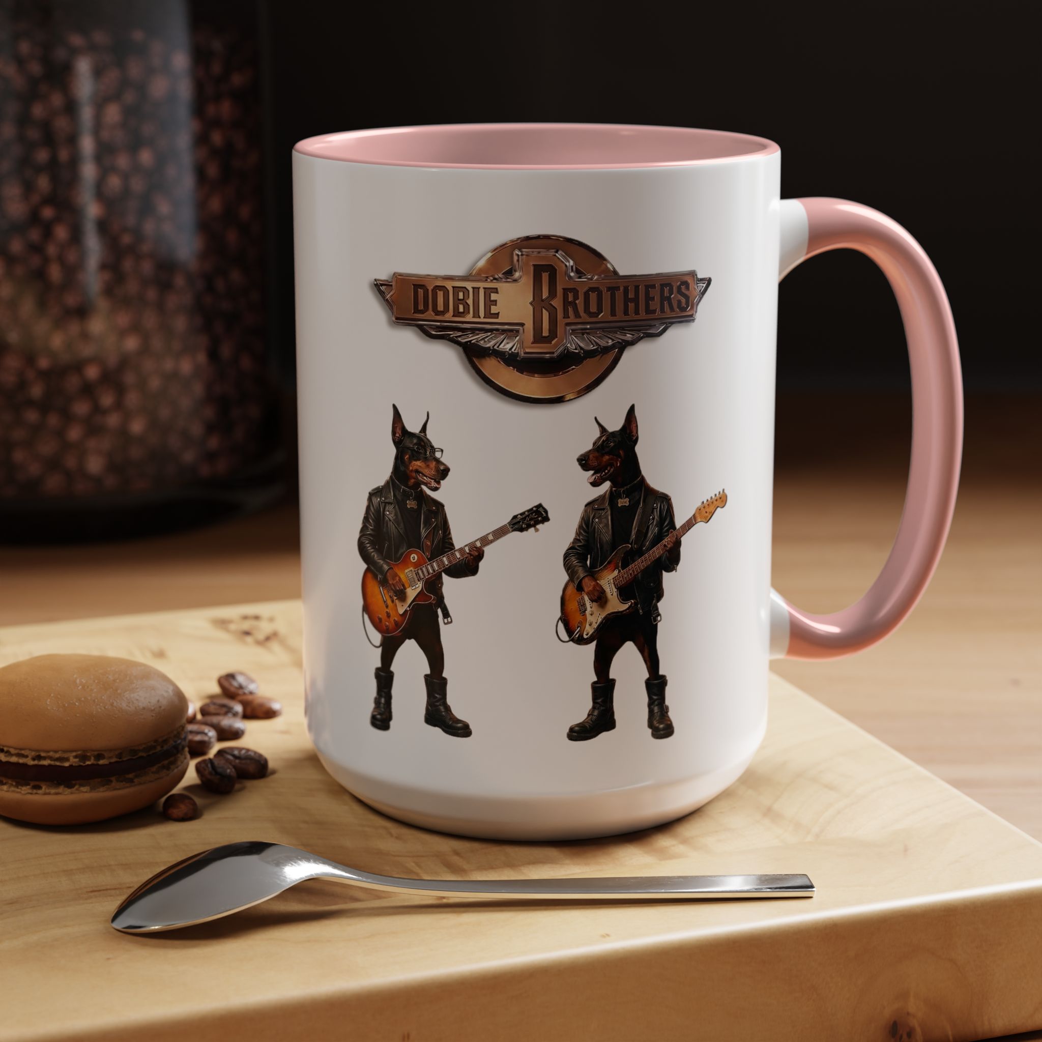 Dobie Brothers Doberman Rock Dogs Black Accent Coffee Mug — (11/15oz) - Image 35