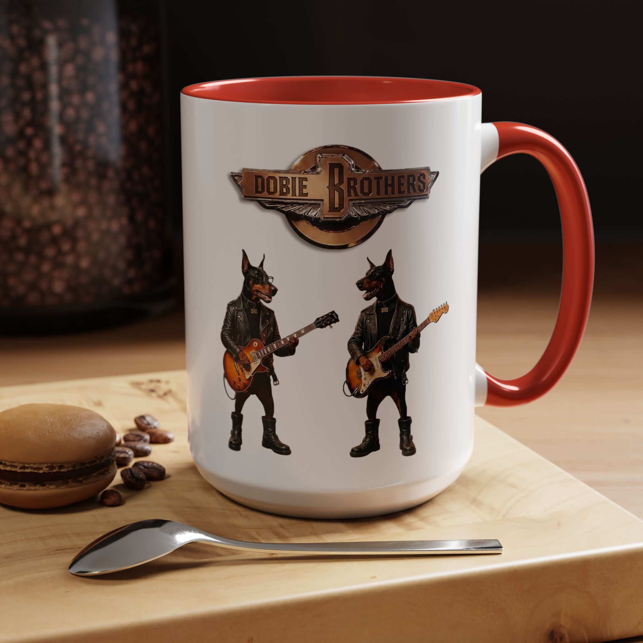 Dobie Brothers Doberman Rock Dogs Black Accent Coffee Mug — (11/15oz) - Image 40