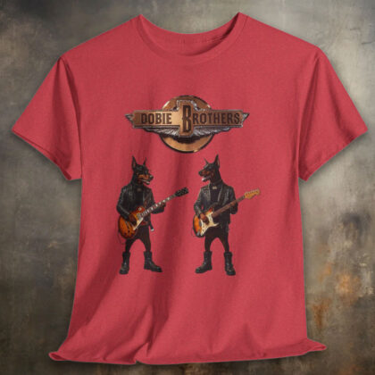 "Dobie Brothers" Rock Dogs T‑Shirt — Vintage Doberman Guitarists Tee