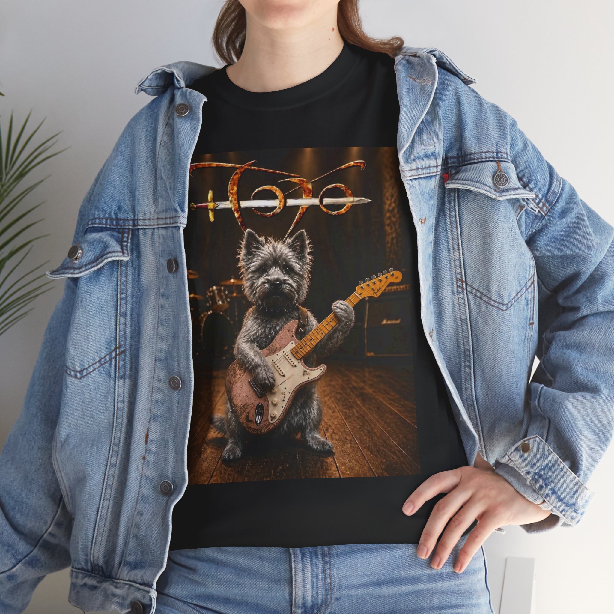 Rockstar Dog Guitar T-Shirt — Cute Scottish Terrier Playing Electric Guitar Concert Tee - Image 22
