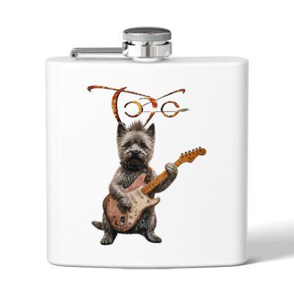 Toto Rock Dog 6oz Stainless Steel Flask with Guitar Design