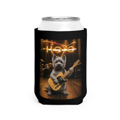 "Toto" Can Cooler Sleeve – Cairn Terrier Playing Guitar Beer Koozie