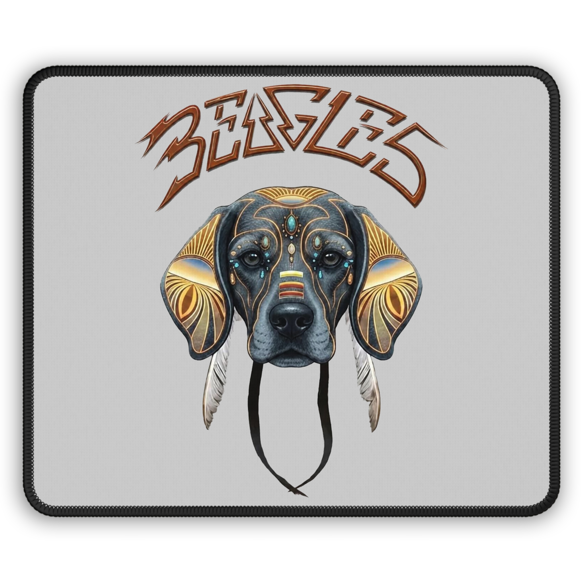 "Beagles" Mouse Pad — Tribal Beagle Art with Feather Accents - Image 3