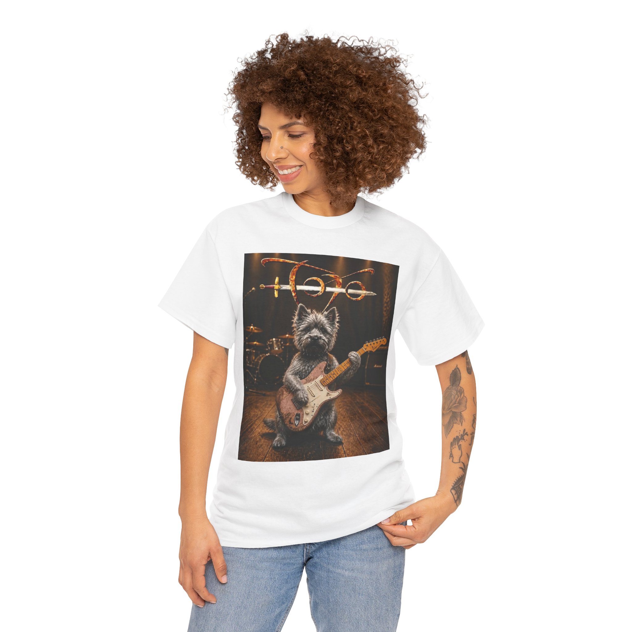 Rockstar Dog Guitar T-Shirt — Cute Scottish Terrier Playing Electric Guitar Concert Tee - Image 9