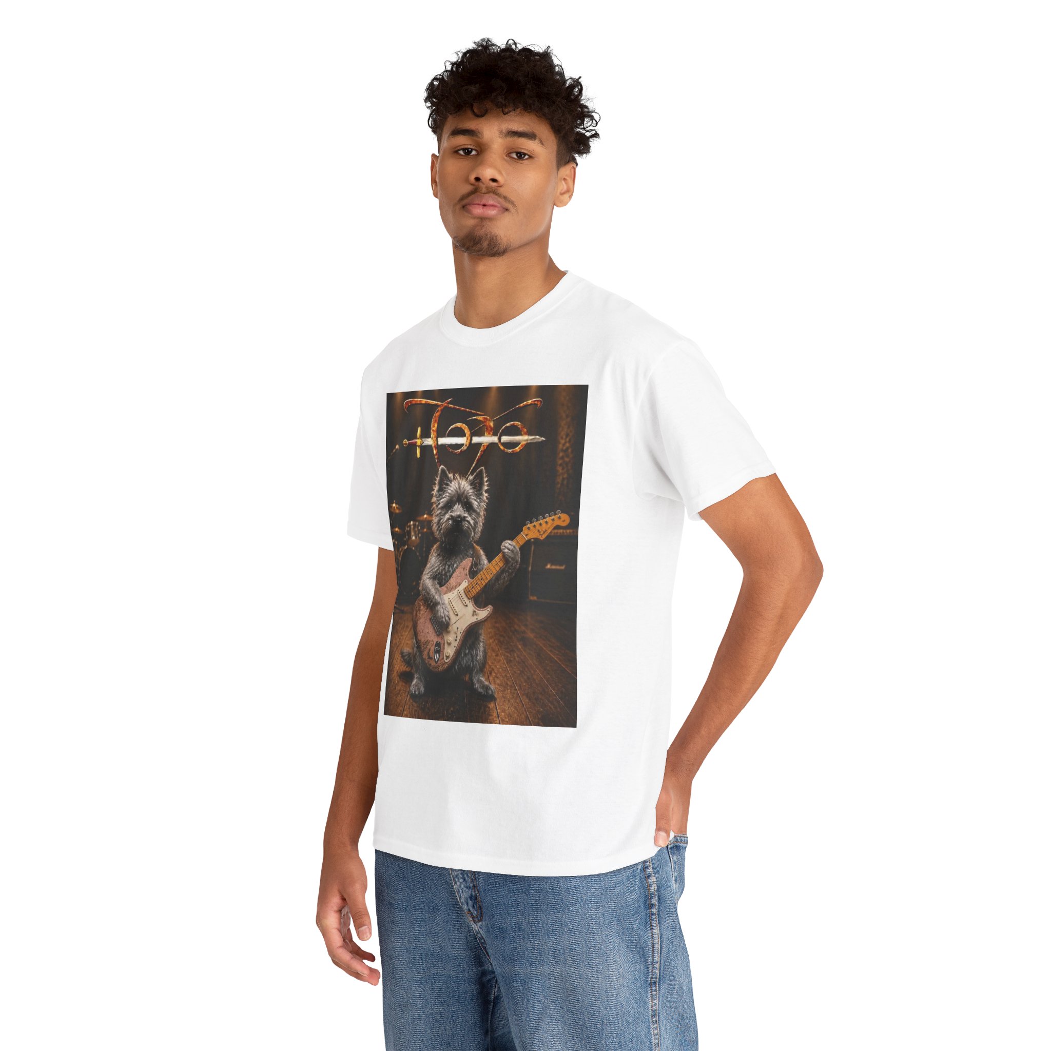 Rockstar Dog Guitar T-Shirt — Cute Scottish Terrier Playing Electric Guitar Concert Tee - Image 8