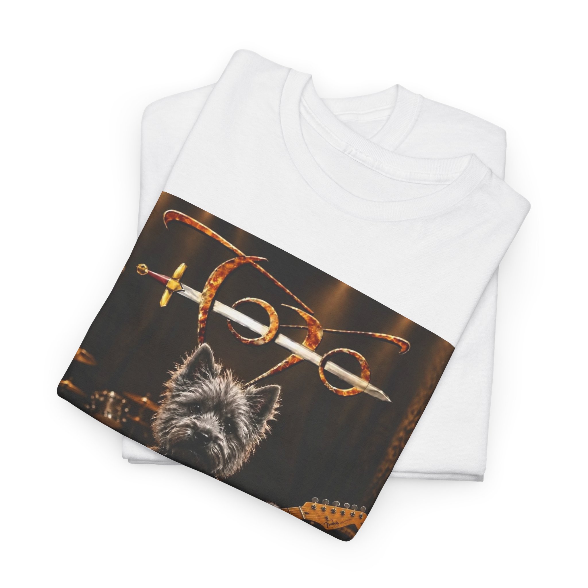 Rockstar Dog Guitar T-Shirt — Cute Scottish Terrier Playing Electric Guitar Concert Tee - Image 7