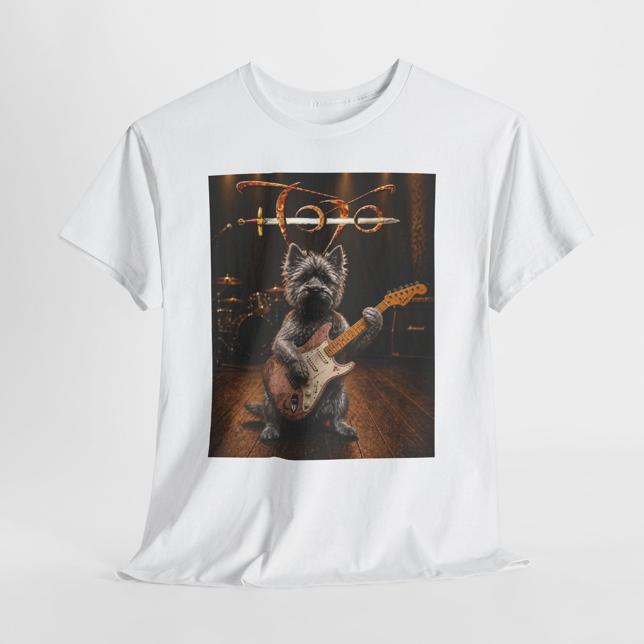 Rockstar Dog Guitar T-Shirt — Cute Scottish Terrier Playing Electric Guitar Concert Tee - Image 5