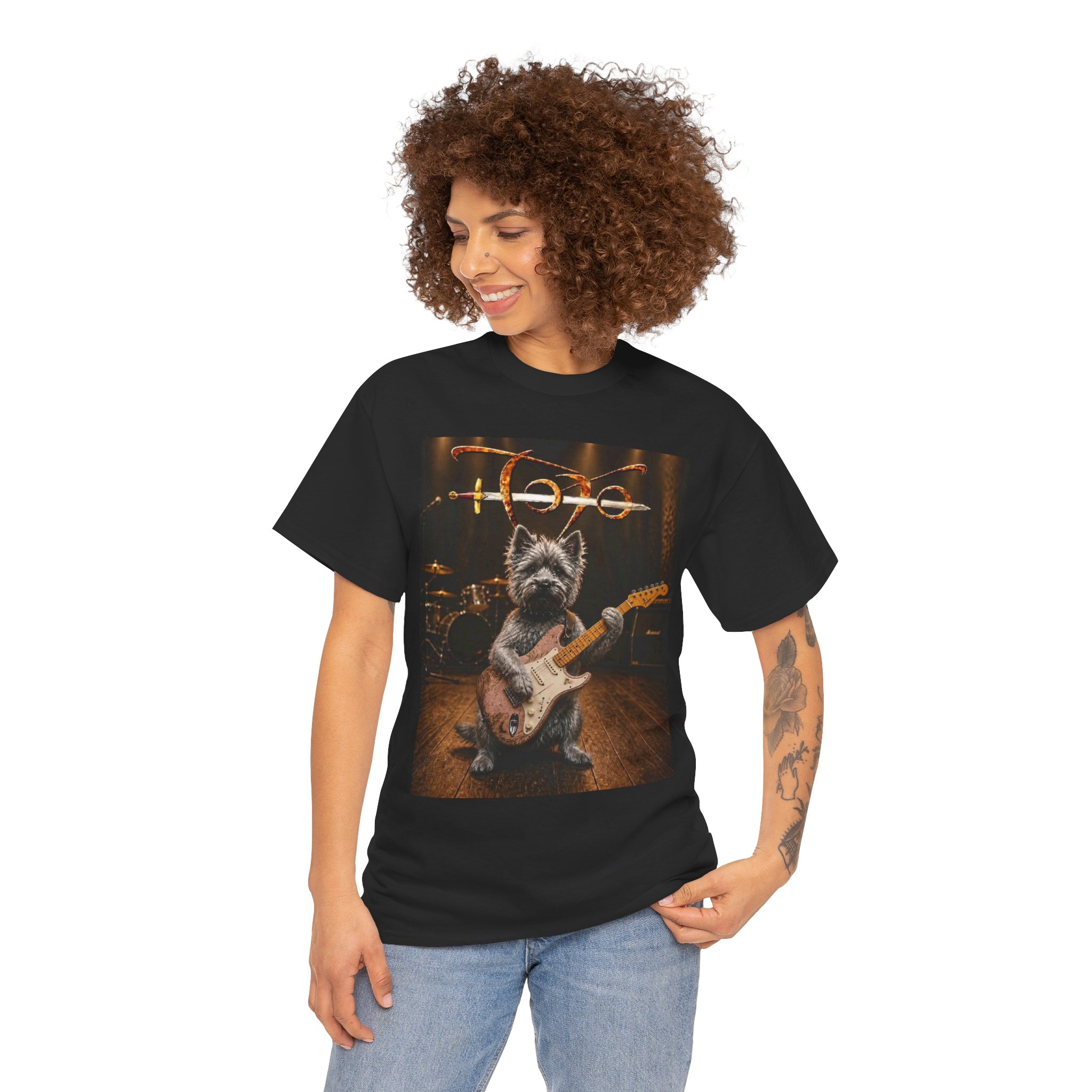 Rockstar Dog Guitar T-Shirt — Cute Scottish Terrier Playing Electric Guitar Concert Tee - Image 20