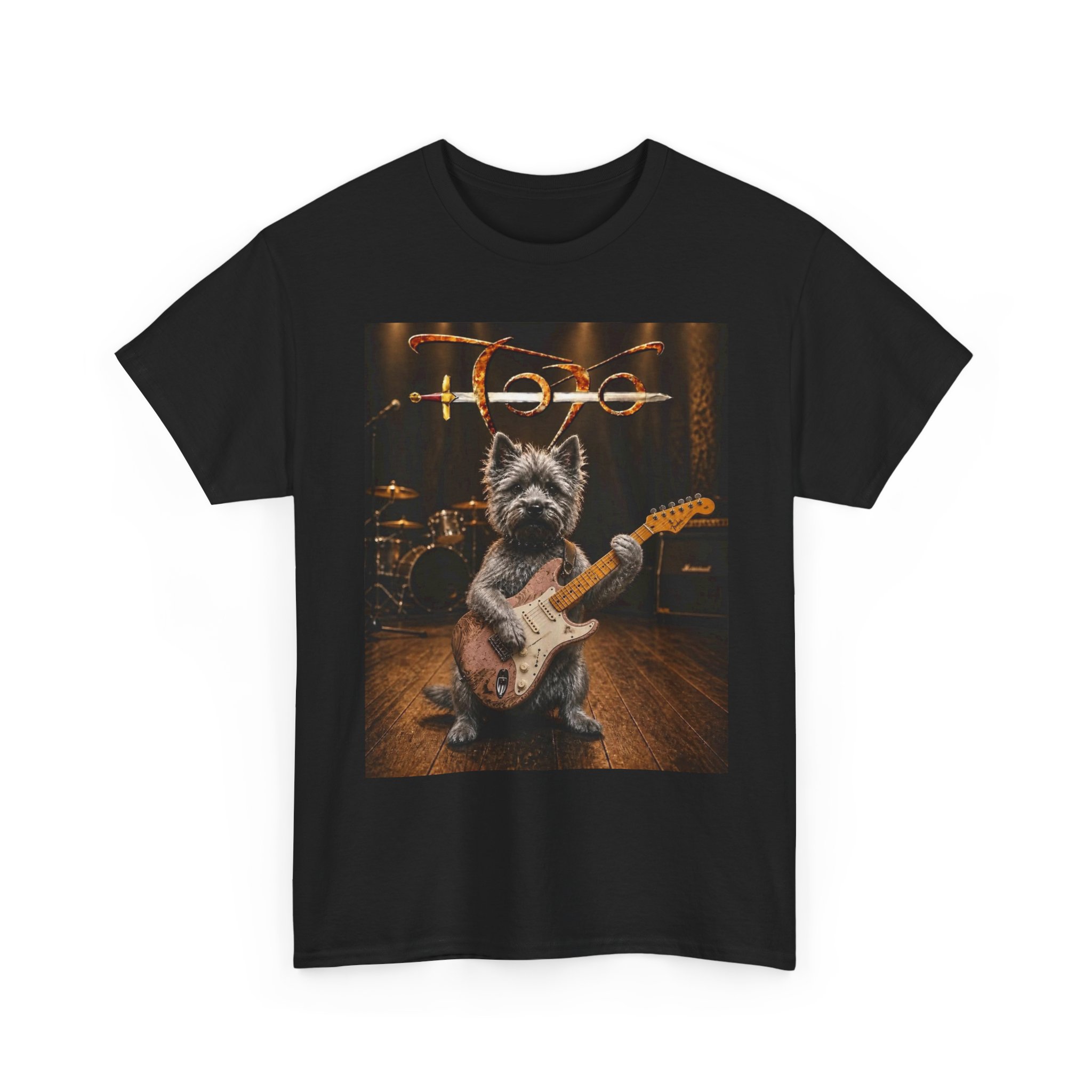 Rockstar Dog Guitar T-Shirt — Cute Scottish Terrier Playing Electric Guitar Concert Tee - Image 14