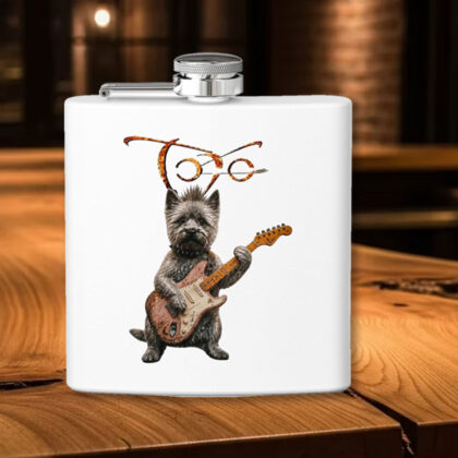 Toto Rock Dog 6oz Stainless Steel Flask with Guitar Design