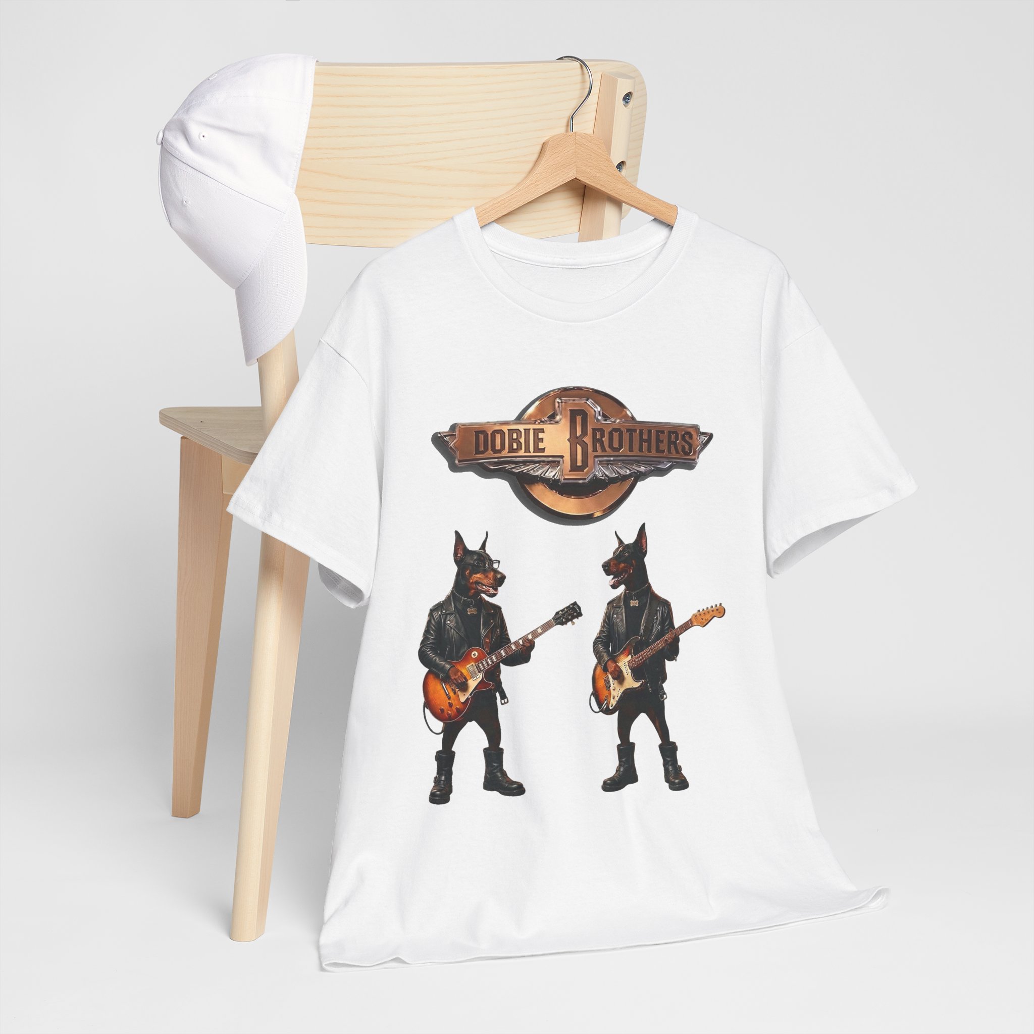 "Dobie Brothers" Rock Dogs T‑Shirt — Vintage Doberman Guitarists Tee - Image 8