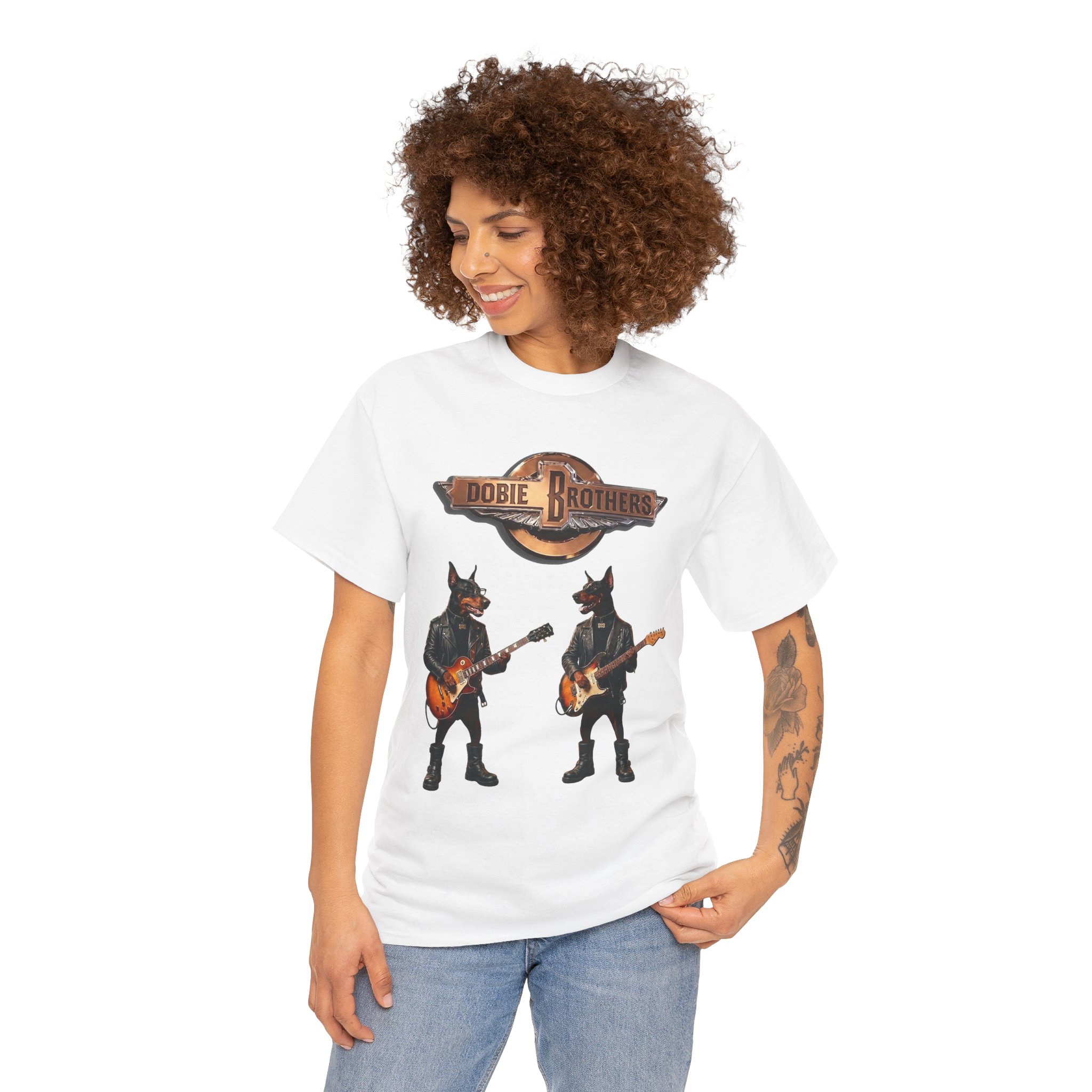 "Dobie Brothers" Rock Dogs T‑Shirt — Vintage Doberman Guitarists Tee - Image 10