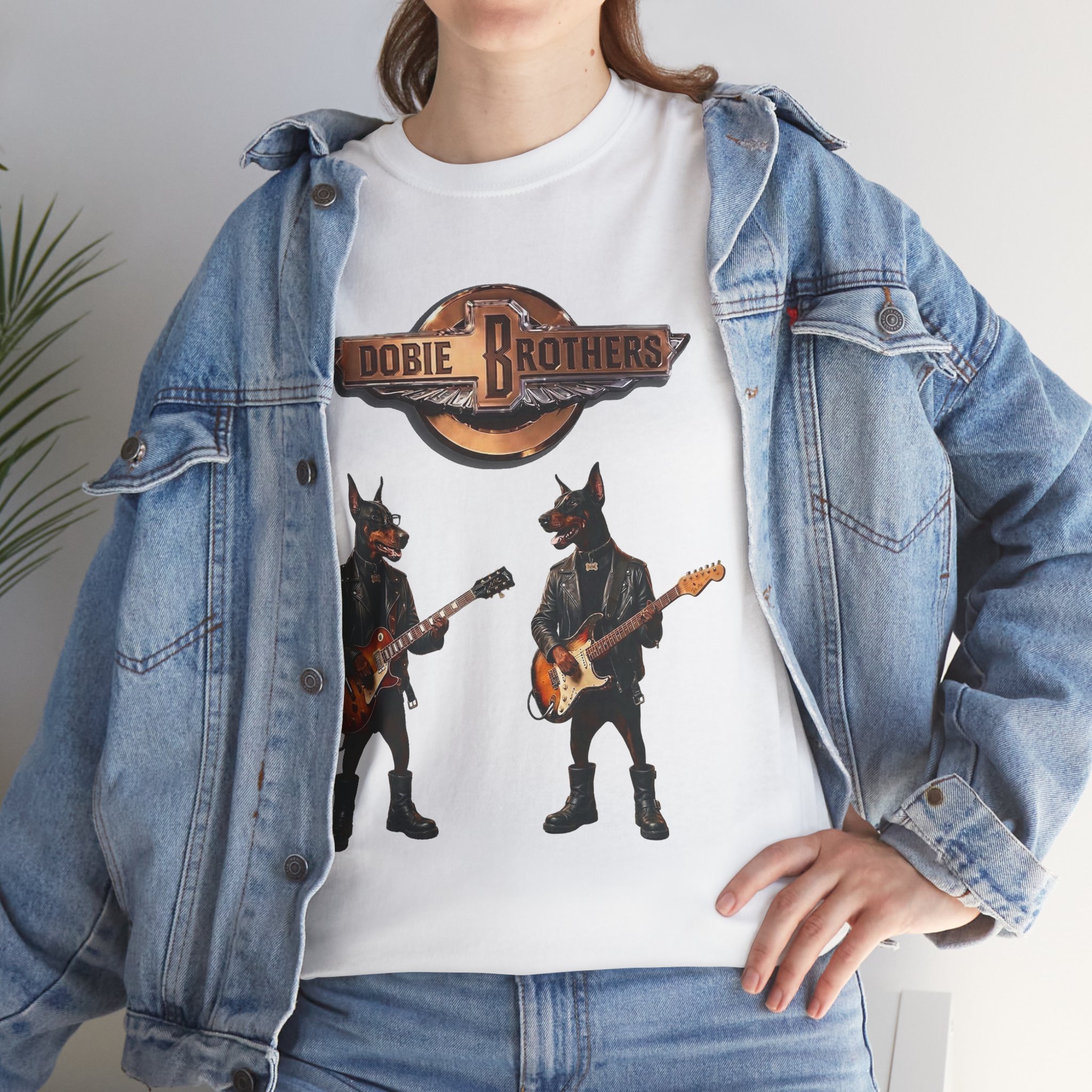 "Dobie Brothers" Rock Dogs T‑Shirt — Vintage Doberman Guitarists Tee - Image 11
